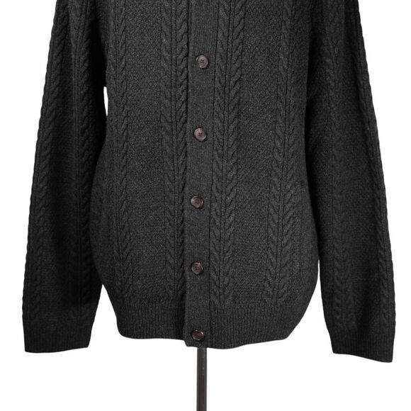 Jos. A. Bank Reserve Mens Cardigan Sweater XXL Gray Wool Blend Cable Knit Button - Picture 5 of 7